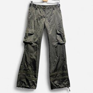 Y2K Express embroidered satin Cargo Pants size 4